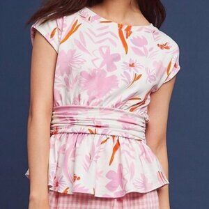 Anthropologie Postmark Floral Peplum Top Women’s XS